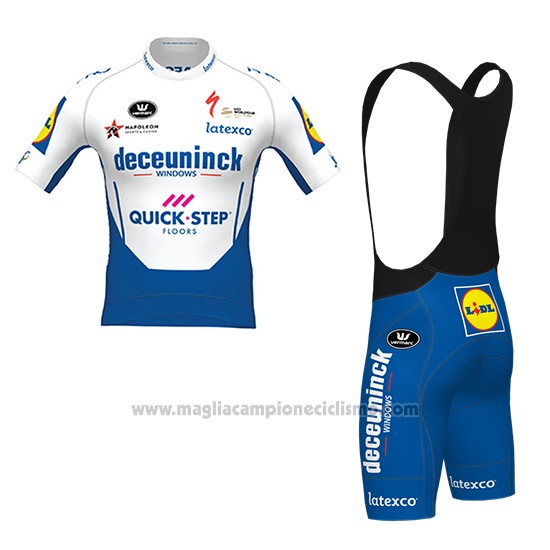 2020 Abbigliamento Ciclismo Deceuninck Quick Step Bianco Azul Manica Corta e Salopette